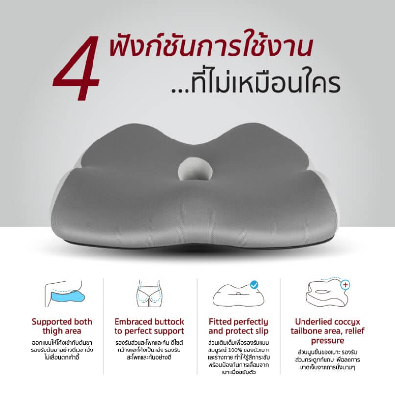 เบาะรองนั่ง Fennix รุ่น Seat Cushion สีเทา